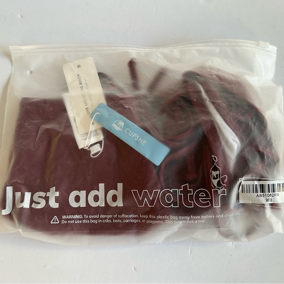 Cupshe‎ Strappy Halter Bikini & Bottom Swimwear M Burgundy Beachy Resort - Picture 12 of 13